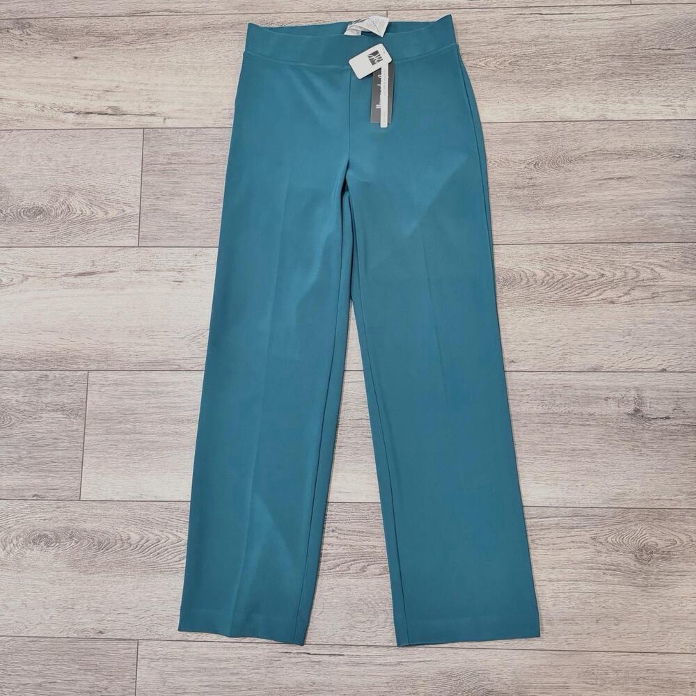 Joseph Ribkoff Pants 10 NWT Teal Pull On Wide Leg Straight Career Office 153088